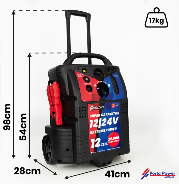 C1224-WH-12Cell 12/24v 22.000 Peak Amps Super Capacitor with Wheels & Handle