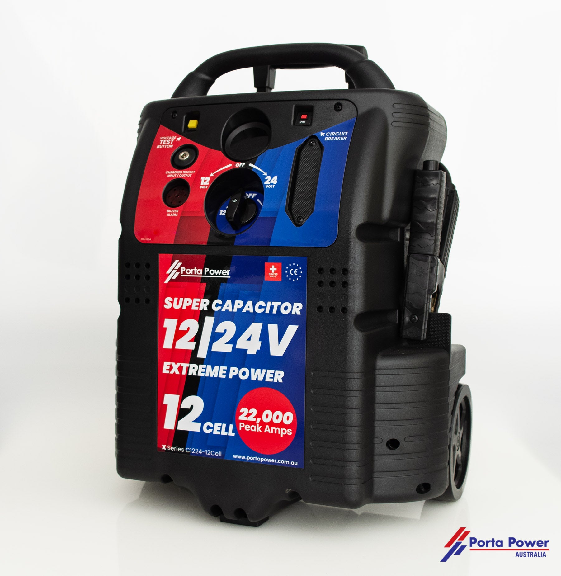 C1224-WH-12Cell 12/24v 22.000 Peak Amps Super Capacitor with Wheels & Handle