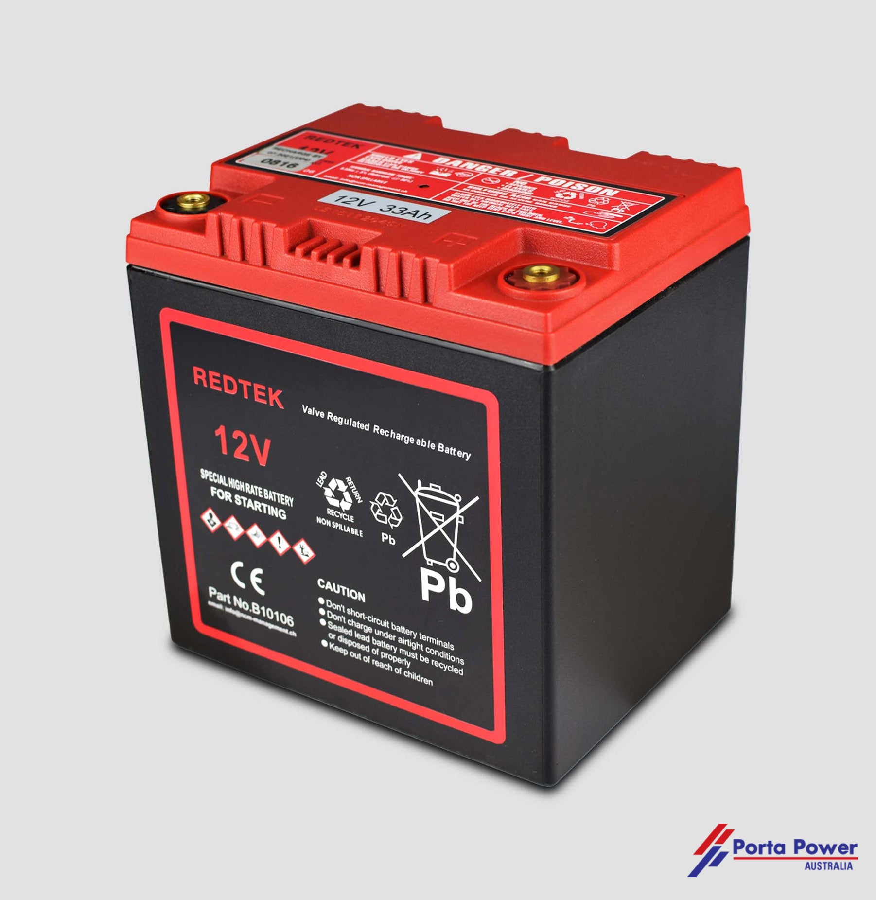 AGM Professional Battery - 12V-33AH RED TEK - Original OEM