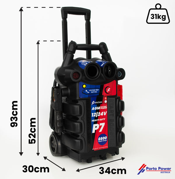 P7-WH - 12/24v 6600 Peak Amps AGM Booster with Wheels & Handle