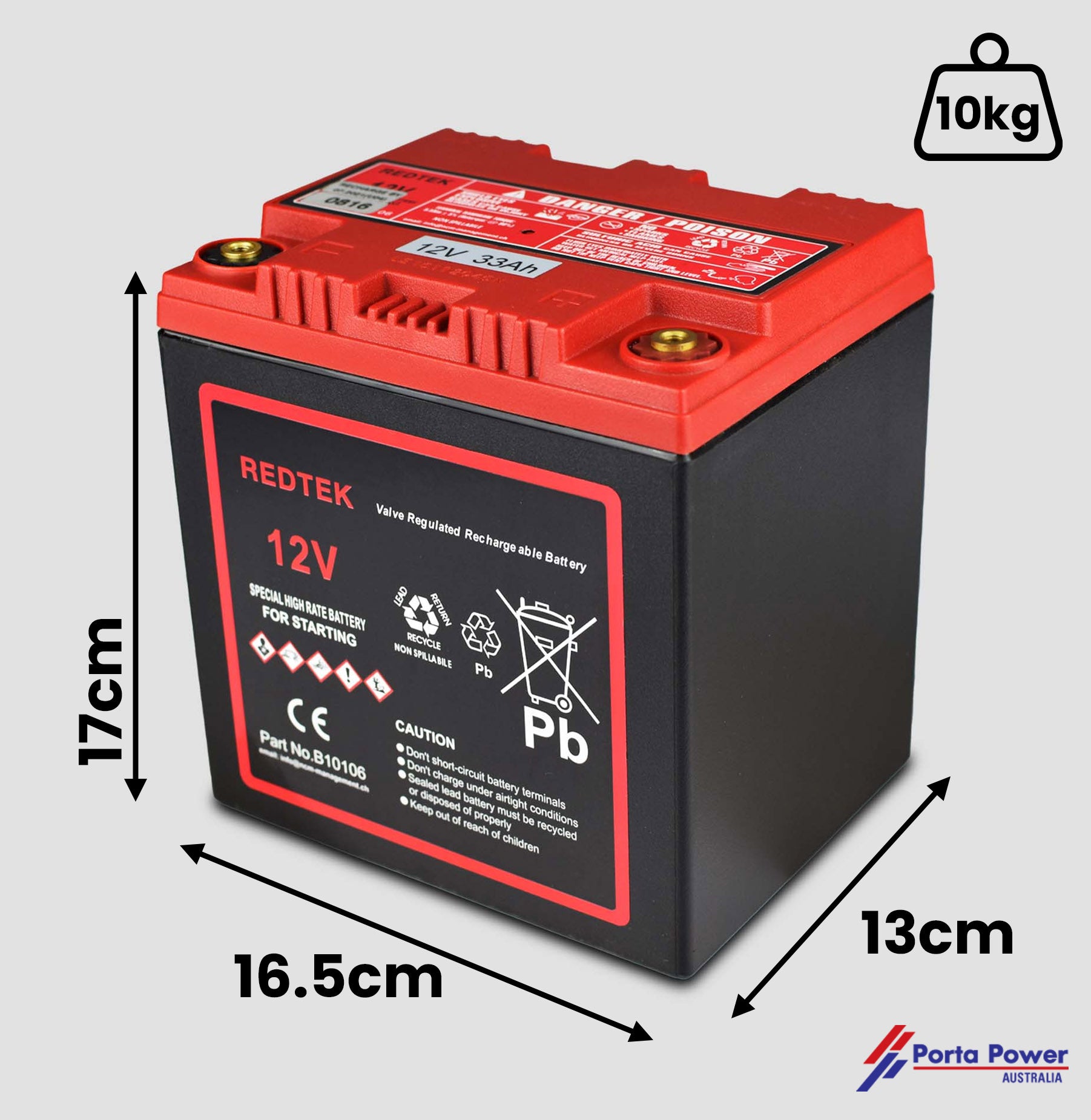 AGM Professional Battery - 12V-33AH RED TEK - Original OEM