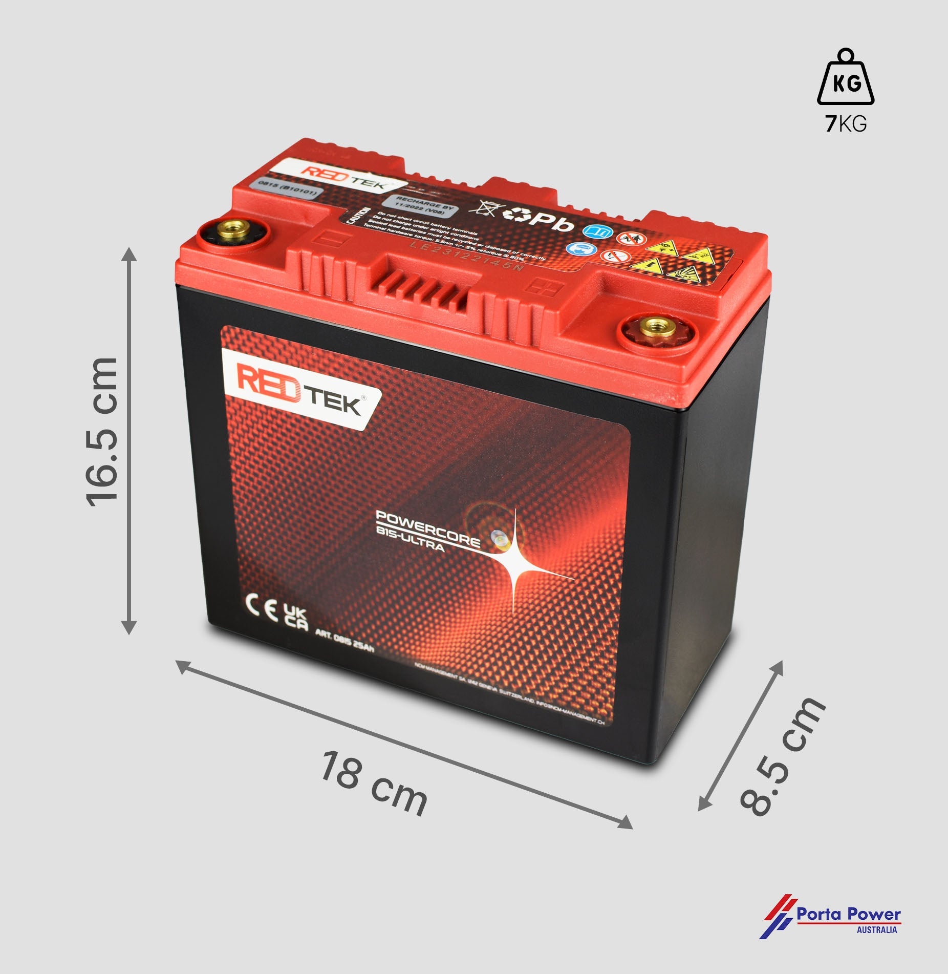 AGM Professional Battery - 12V-25AH RED TEK - Original OEM
